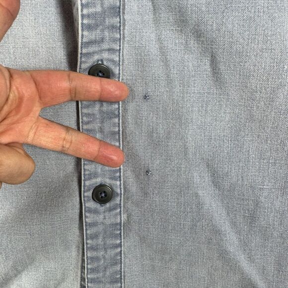 Vintage Patagonia Heavy Denim Button Up Shirt 2XL XXL Long Sleeve Logo Faded - Picture 4 of 13